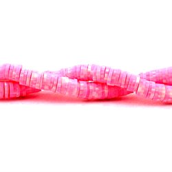 Heishi - Katsuki perler. Fimo. Pink/Hvid. 6x1mm. 350 stk.